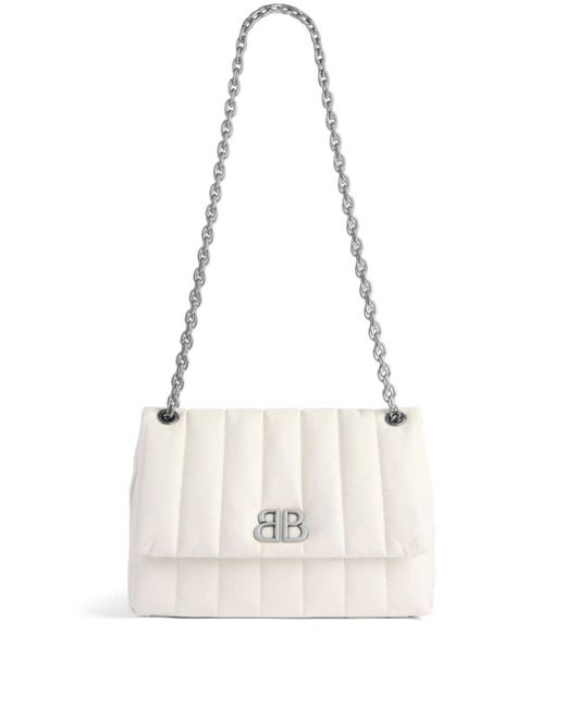 Balenciaga White Mini Monaco Quilted Shoulder Bag