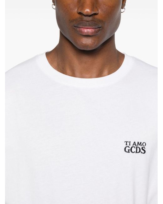 Camiseta con logo bordado Gcds de hombre de color White