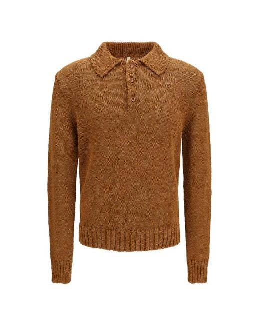 sunflower Brown Linen Polo Top