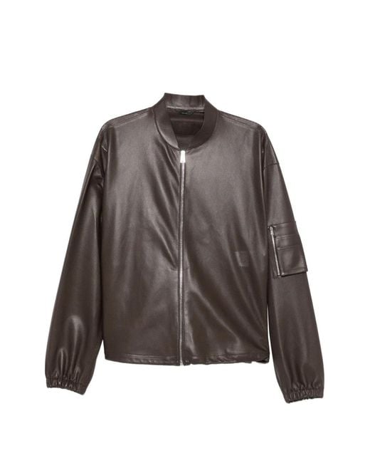 Fendi Brown Perforated-Leather Blouson Jacket for men