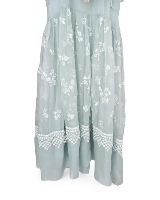 Biyan Blue Gilga Embroidered Tulle Dress