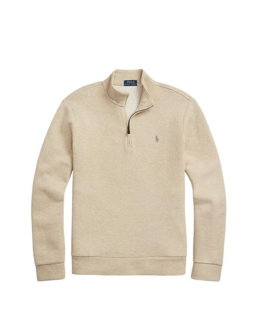 Polo Ralph Lauren Natural Quarter-Zip Embroidered-Logo Sweater for men