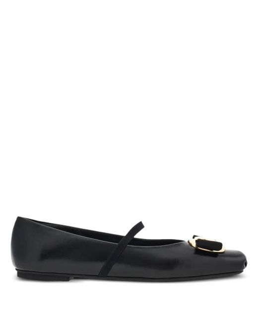 Ferragamo Black New Vara Plate Dancers