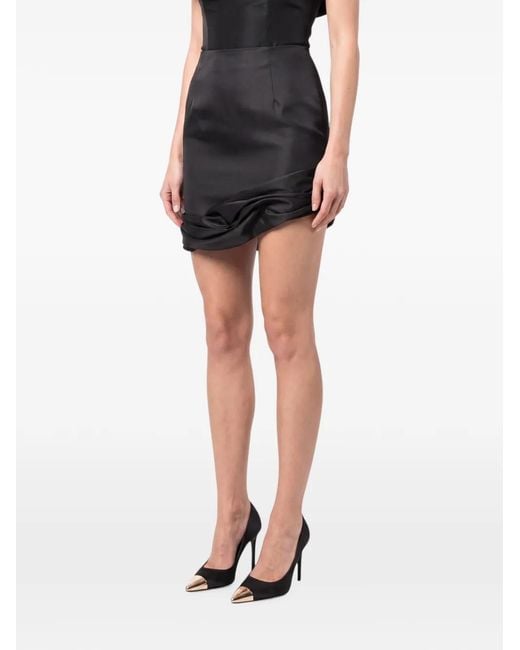 POST MERIDIEM Black Wave-Detail Mini Skirt