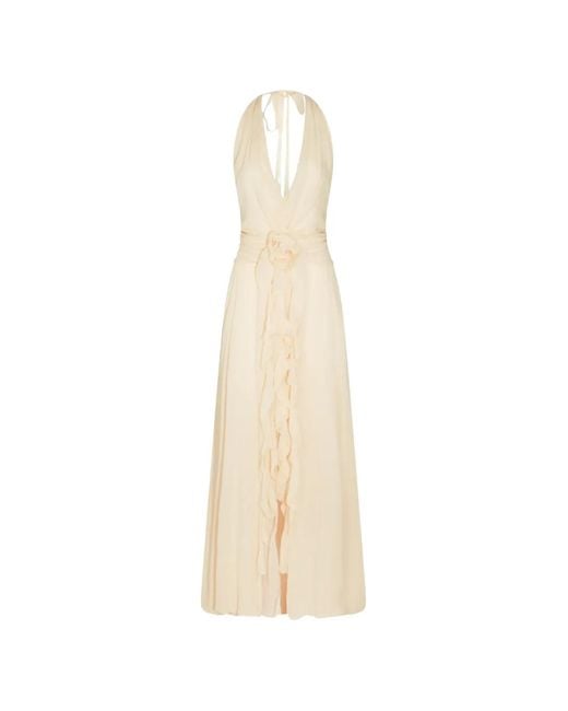 Blumarine White Floral-Appliqué Maxi Dress