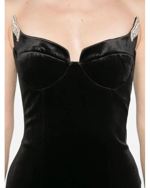 Adamaris Black Crystal-Embellished Strapless Midi Dress