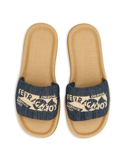 ferragamo slides blue
