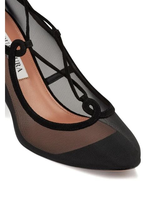 Aquazzura Black 85Mm Che Bella Lace-Up Pumps