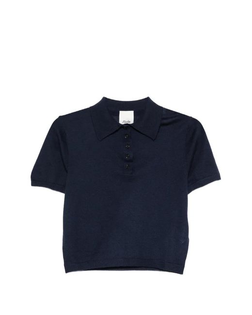 Allude Blue Buttoned Polo Top