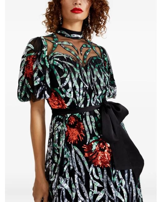 Temperley London Black Sequin-Embellished Midi Dress