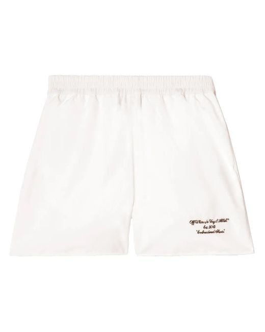 Off-White c/o Virgil Abloh White Thigh-Length Shorts With Elasticated Waistband And Minimalist Design