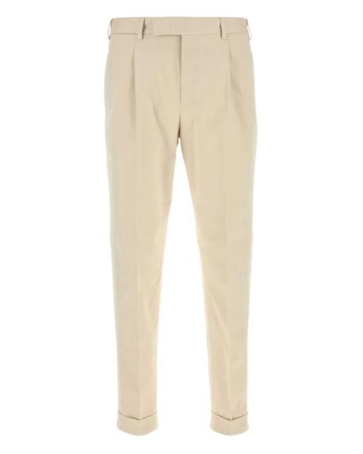 PT Torino Broek Met Geplooid Detail in het Natural voor heren