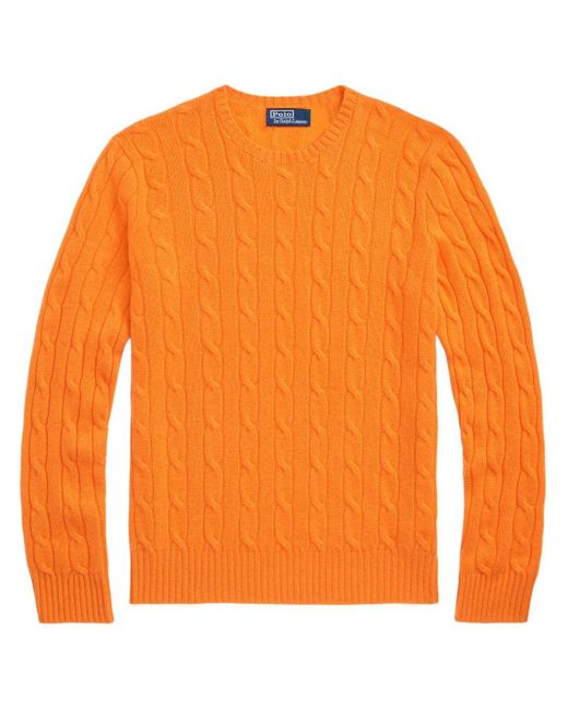 Pull en cachemire à tricot torsadé Polo Ralph Lauren pour homme en coloris Orange