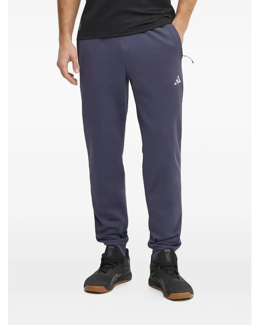 Adidas Blue Logo-Pattern Track Pants for men