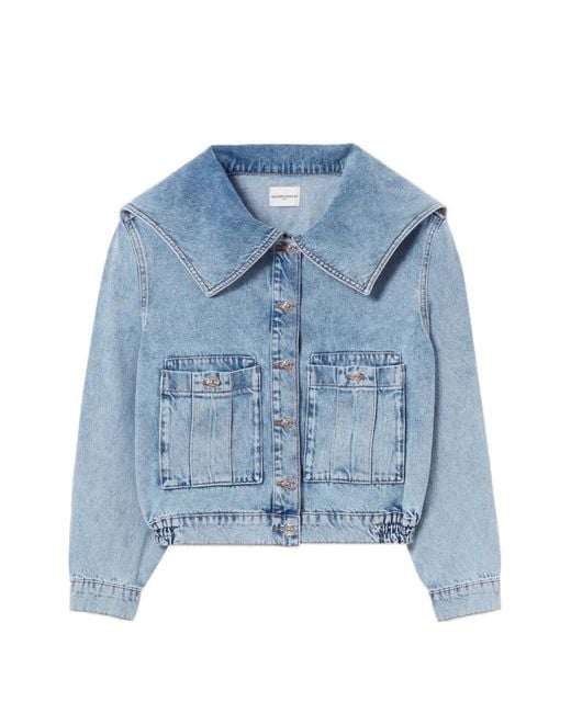Claudie Pierlot Blue Flap-Pocket Collared Denim Jacket
