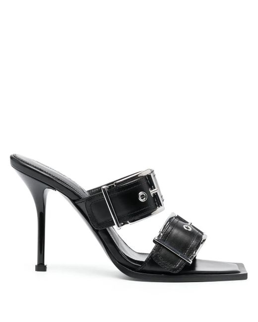 Alexander McQueen バックル レザーサンダル Black