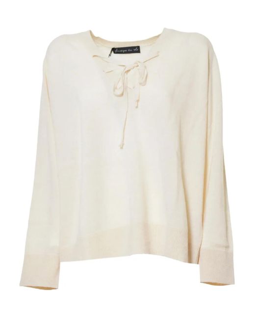 Phisique Du Role White Lace Up-Detail Sweater
