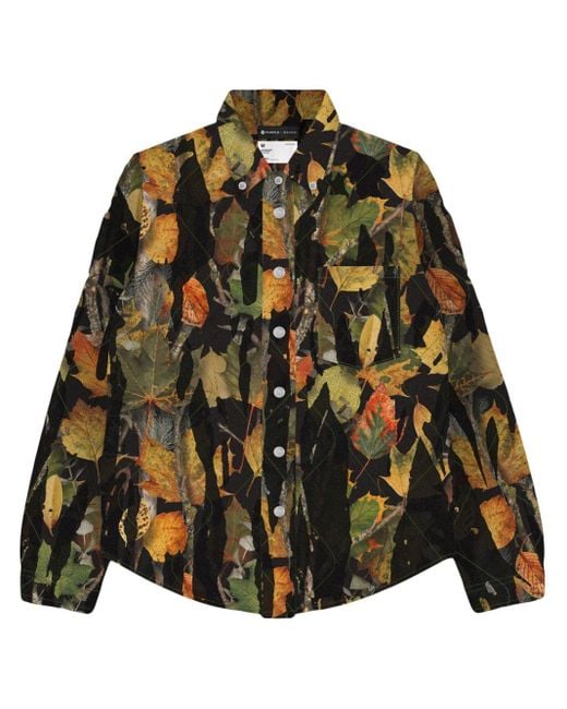 Purple Brand Black P313 Drip Camo Quilted Shirt Jacket for men
