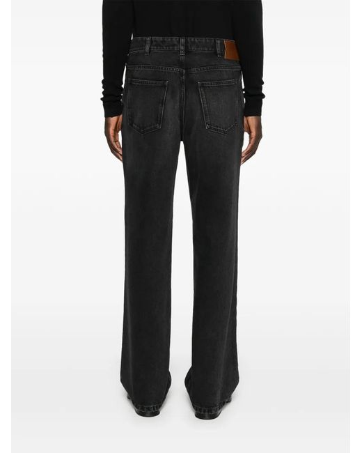 Marni Black Logo-Patch Straight-Leg Jeans for men