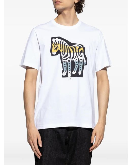 Paul Smith White Zebra Graphic T-Shirt for men