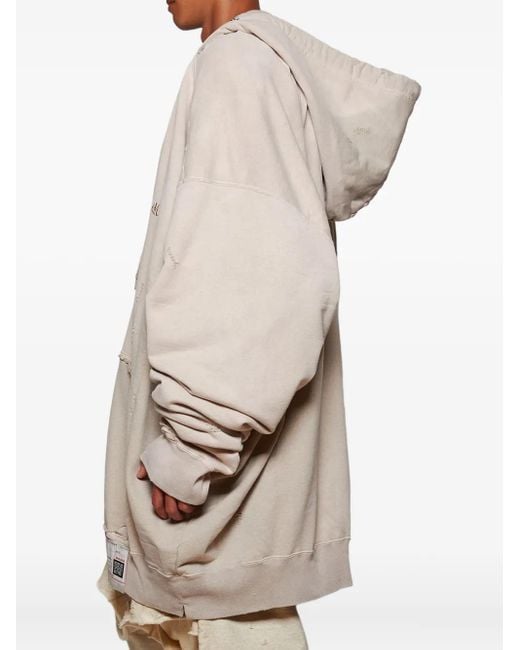 Maison Mihara Yasuhiro White Distressed Zip-Up Hoodie for men