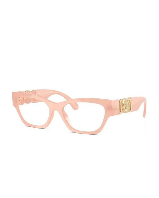 Versace Pink Medusa-Embellished Rectangle Glasses