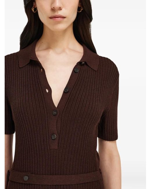 Ferragamo Brown Knitted Polo Dress