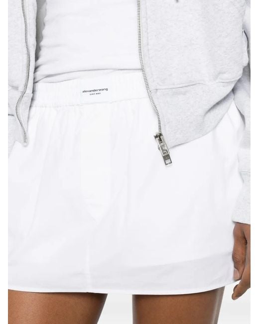 Alexander Wang White Mini Logo-Patch Boxer-Style Shorts