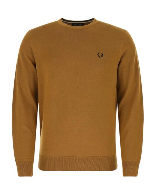 メンズ Fred Perry クルーネック セーター Brown