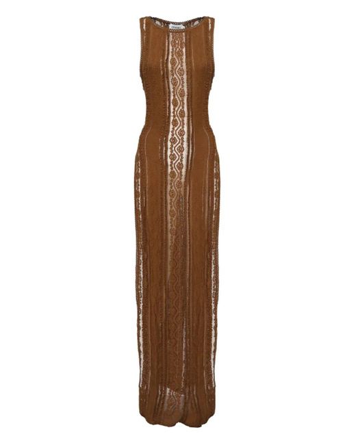 Charo Ruiz Brown Camisole-Kleid mit Spitzeneinsatz