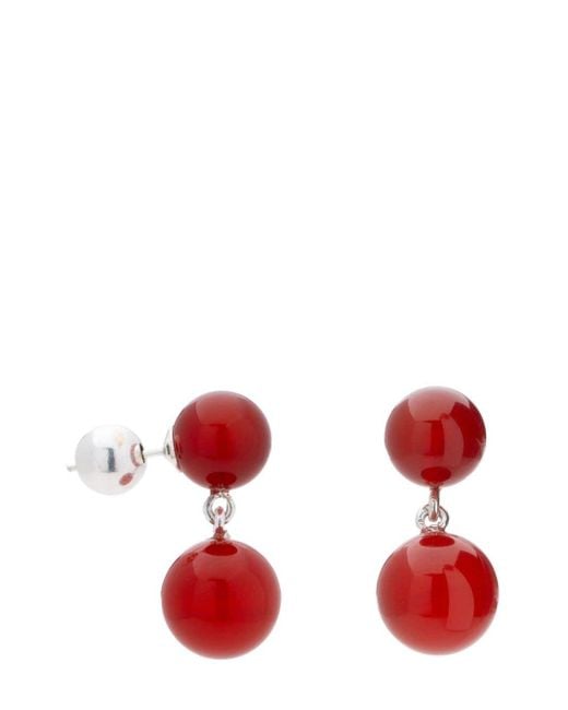 Sophie Buhai Red Petite Boule Dangle Earrings
