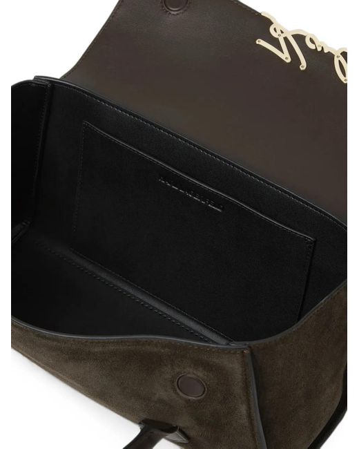 Karl Lagerfeld Black K/Signature Elongated Suede Shoulder Bag