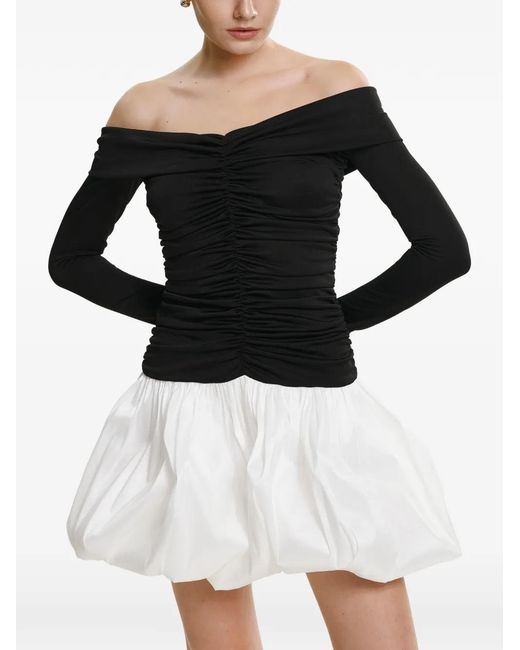 Lita Couture Black Off-The-Shoulder Ruched Mini Dress