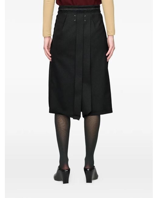 Maison Margiela Black Four Stitches Pleated Midi Skirt