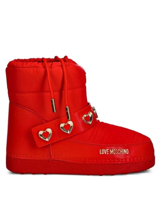 Love Moschino Red Heart-Detail Boots