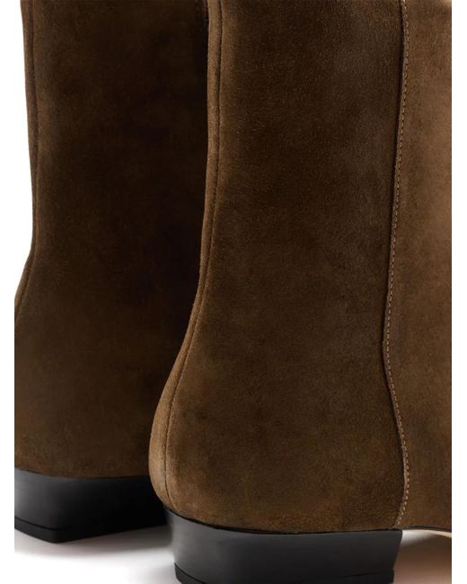 Staud Brown Zipped Block-Heel Ankle Boots