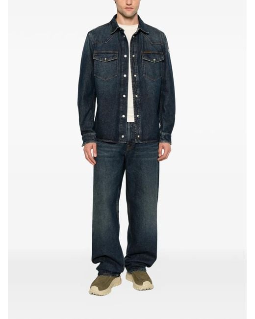 Moncler Blue Logo-Patch Jeans for men