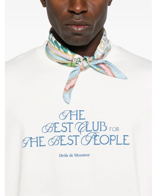 Drole de Monsieur White Text-Print T-Shirt for men