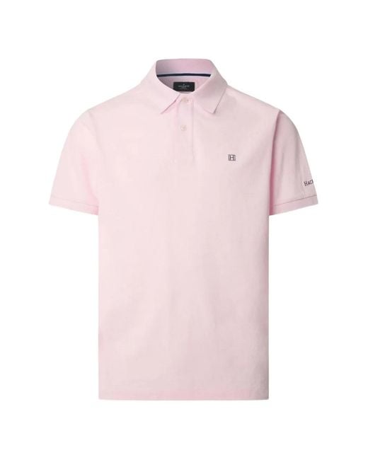 Hackett Pink Stripe-Trim Logo-Embroidered Polo Shirt for men