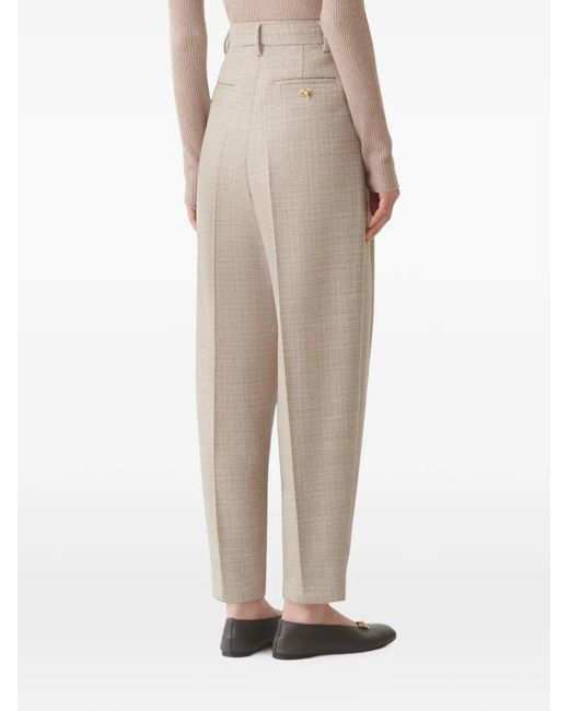 Fabiana Filippi White Pleated Check-Pattern Trousers