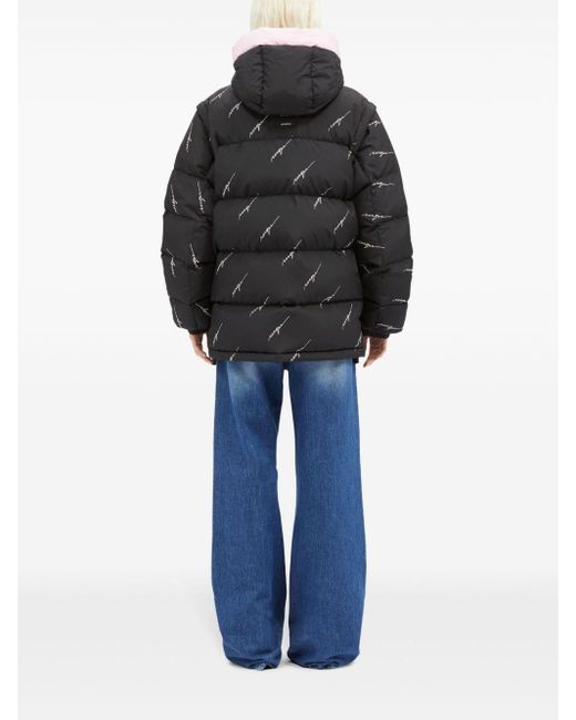 MSGM Black Quilted Puffer Jacket