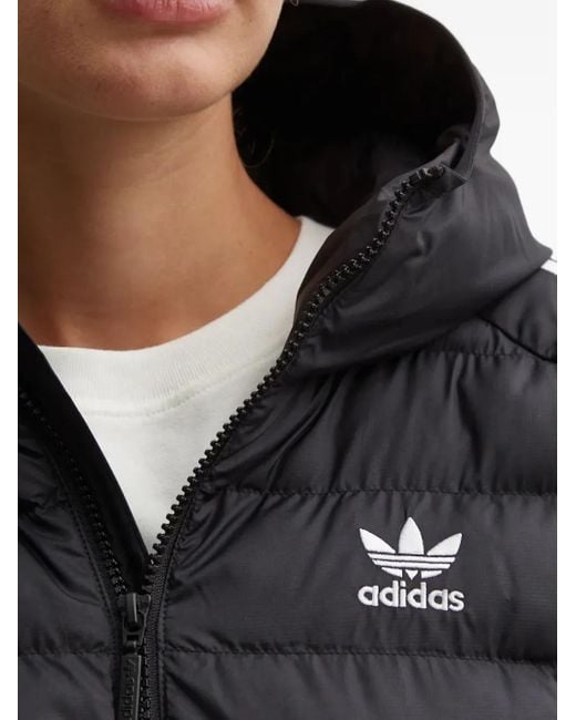 Adidas Black Three-Stripe Hooded Puffer Jacket