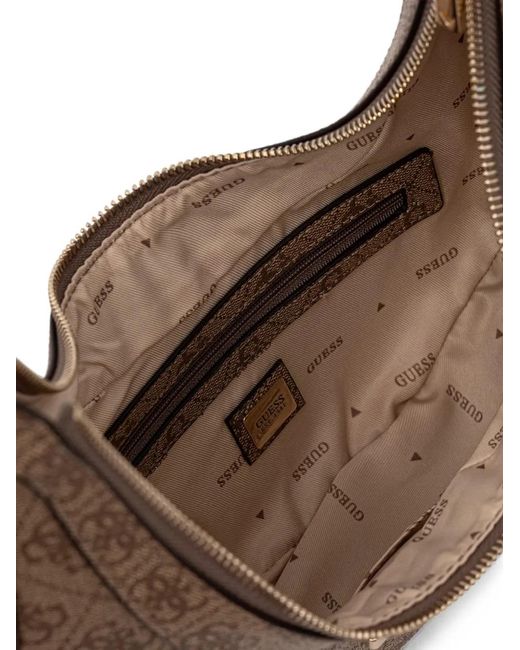 Guess Gray Monogram-Print Curved Tote Bag