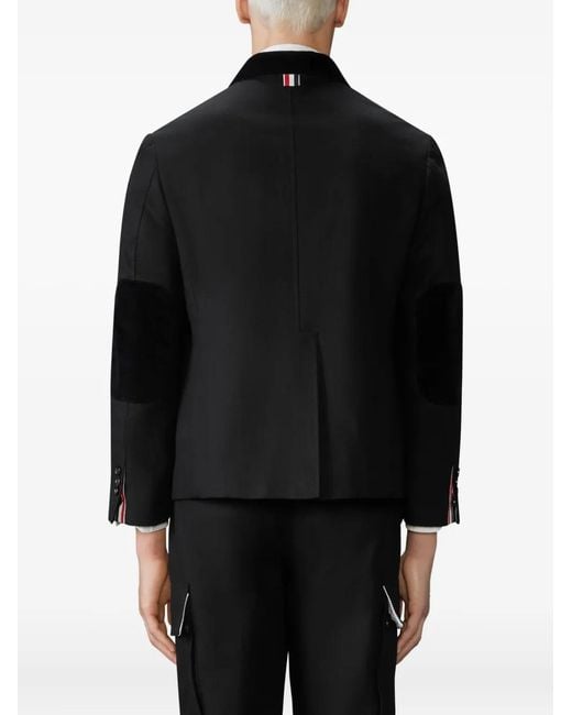Thom Browne Black Velvet-Collared Patch-Pocket Jacket for men