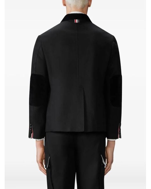 Thom Browne Black Velvet-Collared Patch-Pocket Jacket for men