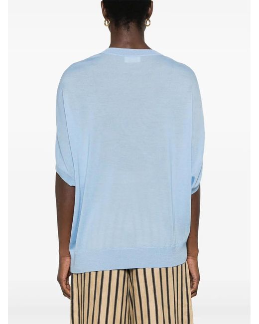 P.A.R.O.S.H. Blue Fine-Knit Top