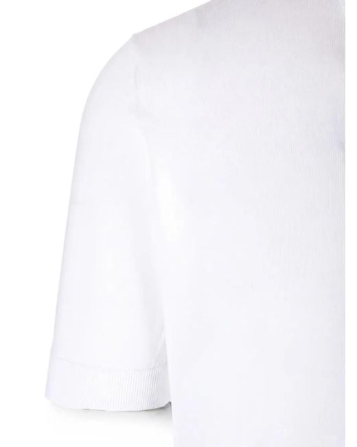 Al Duca D'aosta White Ribbed-Trim Polo Shirt for men