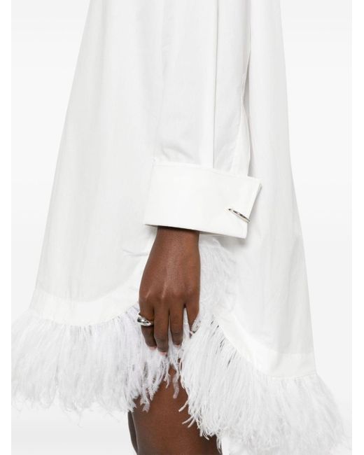 Robe mi-longue bordée de plumes Marques'Almeida en coloris White