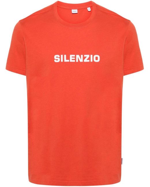 Aspesi Orange Silenzio-print Cotton T-shirt for men