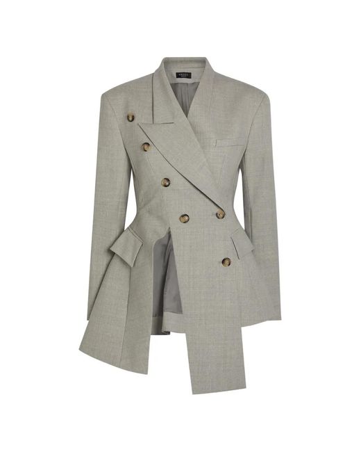 A.W.A.K.E. MODE Gray Asymmetric Double-Breasted Jacket